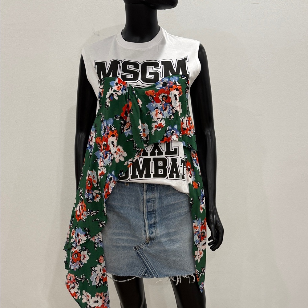 MSGM Milano Logo Draped Floral Top โข Size S โข Bergdorf Goodman โข Never Worn